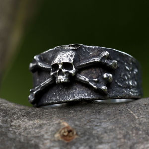 NEW Mens 316L stainless steel rings Vintage Calvarium Skull ring Aegishjalmur punk biker Jewelry Gifts free shipping