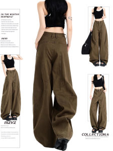 Quần Jeans Nữ Ống Rộng Màu Xanh Militaire Phong Cách Retro Mỹ Quần Ống Rộng Dài Đến Mắt Cá Chân Thường Ngày Quần Jeans Nữ