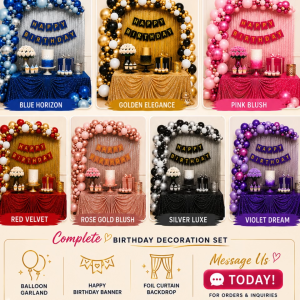 Latex Balloon Garland Arch Set For Birthday with Foil Curtain and Banner