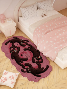ZHIBAIJIA | Cute Cartoon Pink Kids Carpet Bedroom Decoration Irregular Shaped Floor Mat