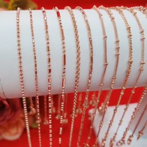 สร้อยข้อเท้าสีนากห้อยกระพรวน คละแบบ ความยาว 9-1012.8 นิ้ว ใส่แทนของจริงได้ ใช้ได้ทุกโอกาส ใส่อาบน้ำได้ งานสวย พร้อมส่ง