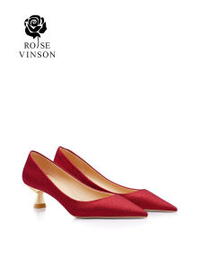 Red Crystal mid Heel Wedding Shoes Comfortable New Bride Shoes Chinese Wedding Ceremony Wine Serving Elegant Fashion Single Shoes