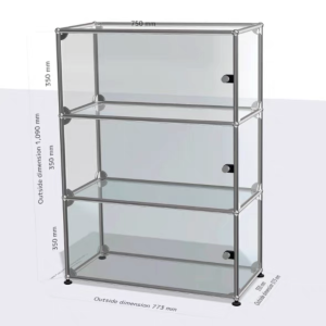 Tempered Glass Floor Display Bookcase Figurine Storage Cabinet Transparent Module Home Dining Room Sideboard Simple Style