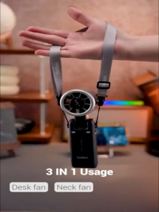 Mini Foldable Turbo Fan 180° Free Adjust - Portable 3600mAh Rechargeable USB Fan with Digital Display 5-Speed Adjustable Compact Design for Travel Camping Office & Gifts Portable Fan Camping Accessory Sleek Cylindrical Design Durable Construction