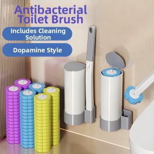 Disposable Toilet Brush Wall-Mounted Household Cleaning Tool No Dead Angles Bathroom Toilet Sweeping Brush Replacement Head