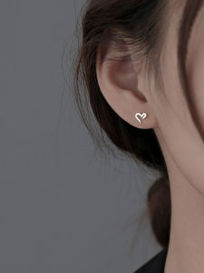 Pure Silver Heart Shaped Earrings Womens Fashion Jewelry Elegant Minimalist Trendy  out New Style Ear Cuff Accessory