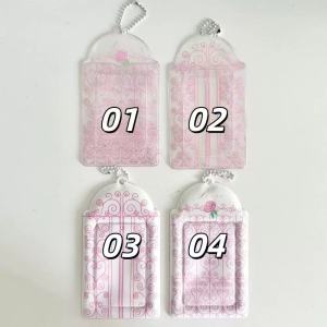 1-2pcs Pink Korean Style Iron Vine PVC Card Holder Girl Pink Kpop 3 Inch Photocard Photo Storage Display Pendant Bag Charm