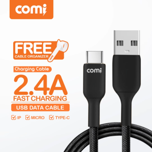 COMI CC211 2.4A Fast Charging & Data Transfer Nylon Braided W/ 1 Meter Cable for Micro / iPh / Type-C Supported Phones