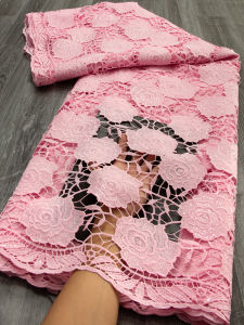 African Water Soluble Lace Sequins Fabrics Nigerian Guipure Cord Lace Fabric For Women Dress Wedding High Quality 2.5Yards 3726