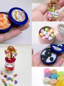 Miniature Simulation Blue Canister Oreo Biscuits Iron Box Food Toy Playhouse Living Room Accessories Collectible Models