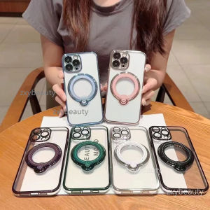 Honor Magic 6 Pro 5G 2024 Phone Case Shockproof Clear Transparent Soft TPU Edge Casing For Magic6 6Pro Magic6Pro Ring Holder Bracket Back Cover