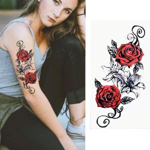 Tattoo Temporarry Tato Temporer Motif Mawar Merah Silver Perak QC-667 Tahan Anti Air Sementara Bisa Dihapus