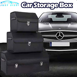 Premium  Leather Car Trunk Organizer - Foldable Multi-Compartment Adjustable Storage for SUVCar Versatile and Durable Auto Organization Solution