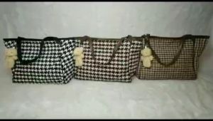 CALVIERO COLLECTION G2936 TAS TOTE BAG WANITA AESTHETIC IMPORT MOTIF HOUNDSTOOTH FREE BONEKA LUCU FASHION
