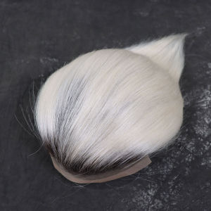 4T613 Ombre Blonde Toupee for Men Human Hair Capillary Prosthesis Lace Front Toupee Dark Roots Male Hair System Hairpiece