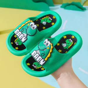 Childrens Slippers Mens Spring and Summer Cartoon Dinosaur Cute Non-Slip Open Toe Home Single Strap Slides Baby Boy Sandals
