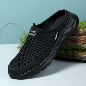 Summer new breathable mesh shoes outdoor non-slip walking shoes comfortable sandals men half slippers casual loafers 39-46