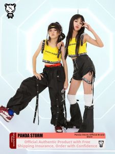 PANDA STORM | Hip-hop Style Childrens Performance T-shirt and Vest Set