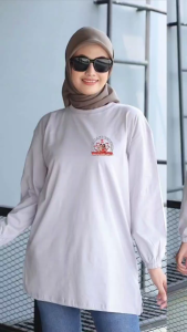 baju kaos oversize wanita lengan panjang kerut bahan katun 24s Beli 4 gratis 1 kaos acak