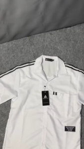 ALNI Official Store - Kemeja Polo Pria Lengan Pendek Premium Stripe Hitam/Putih