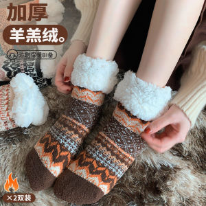 Thickened Fleece Womens Winter Socks Warm Lamb Velvet Floor Socks Adult Anti-slip Autumn Winter Ultra-thick Long Tube Socks