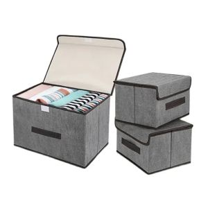 1PCS Foldable Non Woven Fabric Storage Box Gray Home Clothing Underwear Socks Kids Toys Cosmetics Organizer