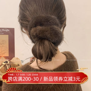 Faux Mink Plush Hair Ties for Women Spring Winter Fluffy Hair Accessories Large Size Elastic Bands Korean Style Fresh Out