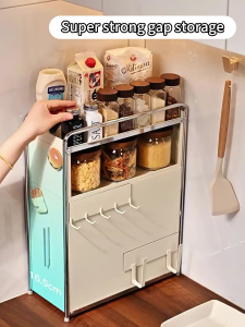 GSLife Cabinet-type Pull Out Spice Rack Organizer 2-3 Tier Rustproof Countertop Kitchen Storage Rack