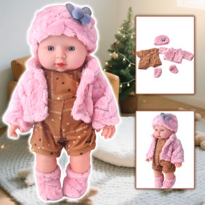 12 inch Girl Doll Cute Pink Plush Set & Hat+Coat+Jumpsuit+Socks 30 cm Newborn Baby Boy Dolls Clothes Kids DIY Toys Gift