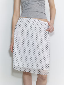 SOLWEIGE | SOLWEIGE French Elegant Summer Lightweight Printed Polka Dot Chiffon Half Skirt Womens Breathable Midi Skirt A-Line Silhouette