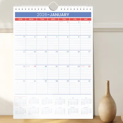 2026 Wall Calendar Monthly Hanging Planner Spiral Bound Large Writing Space Home Office Organizer