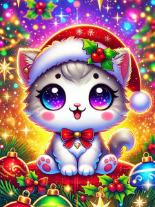 HUACAN Diamond Mosaic Novelties 2027 Cat Christmas 5d Diy Handicrafts Painting Full Square Round Drill Rhinestones