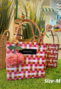 Summer Handwoven Handbag Trendy Beach Bag Womens Shoulder Bag Casual PVC Material Medium Size Versatile Leisure Style