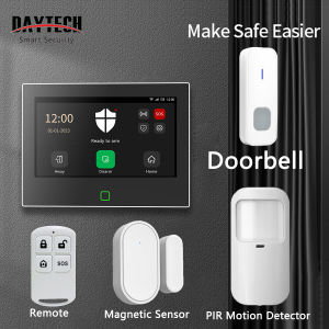 DAYTECH 2025NEW Wireless Alarm System with TUYA APP Supports WiFi 4G SIM Max Up 200 Accessories - Compatible with Alexa and Google Assistant Password Protected and 5000mAH Battery 7-Inch Touch Screen TA07