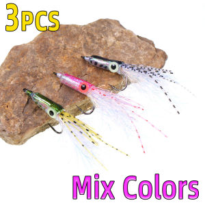 3PCS Luminous Eyes Squid Fly Artificial Hard Lure Streamer Saltwater Big Game Flies For Inshore Offshore Saltwater Species