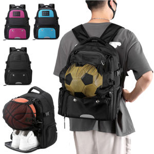 Basketball Backpack Foldable Gym Sackpack Outdoor Sports Sack with Detachable Ball Mesh Bag for Soccer Baseball Yoga Travel