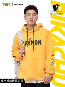 VEIDOORN Pokemon Collaborative Long Sleeve Hoodie Fleece Lined Sports Jacket Mens Autumn Winter Basketball American Style