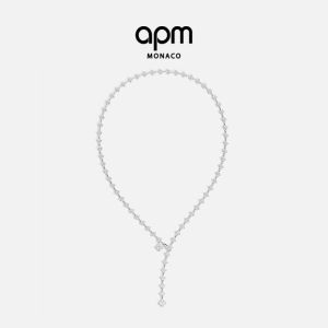 White Sparkling Y-Shaped Clover Necklace