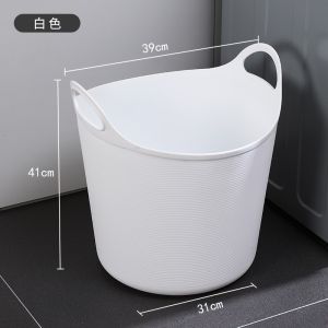 ถังเสื้อผ้าสกปรกพลาสติกแบบพกพา ถังใส่เสื้อผ้าใช้ในบ้าน ถังใส่เสื้อผ้าสำหรับจัดระเบียบและเก็บของ ถังเสื้อผ้าสกปรกแบบเคลื่อนที่
