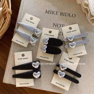 Fashionable Silver Heart Shaped Glitter Geometric Hair Clips Bangs Holders Hair Accessories Stylish Design Hair Jewelry