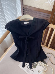 PAIBOLI | Original Design Slim Fit French Vintage Shirt Summer New Style Waist-Cinching Slimming Small Shirt Korean Style Loose Fit