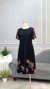 Đầm trung niên thiết kế nhã nhặn chất liệu Chiffon phối Lụa Latin Hàn mềm mịn DD4L0643 thương hiệu Thiều Hoa