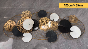 Metal Wall Art Decor Abstract Disc Iron Wall Decoration Black Gold 3D Wall Decor for Living Room Sofa Background