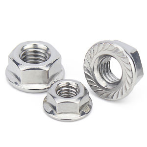 304 Stainless Steel Flange Lock Nuts DIN6923 Serrated Non-Slip One-Piece Design for Automotive & Machinery