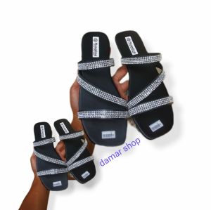 sandal COD lagi promo wanita teplek permata silver silang TERBARU