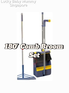 180° Rotating Broom & Dustpan Set with Comb Teeth | Foldable Standing Cleaning Tool | Lucky Home
