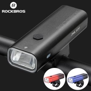 ROCKBROS Bicycle Front Light 600LM 2600mAH Handlebar Headlight MTB Road Typc-C Bike Flash Light Aluminum Alloy Cycling Light