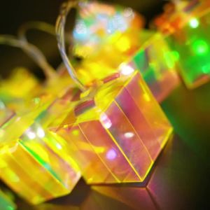 Iridescent 3D Prism Star LED String Lights Battery Powered Fairy Lights for Indoor Bedroom Wedding Window & Home Party Decor