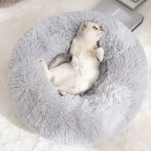 Round Dog Bed Long Plush Pet Kennel Washable Cat House Soft Cotton Mats Sofa For Small Large Dog Chihuahua Dog Basket Pet Bed