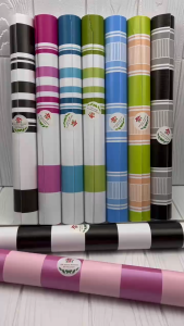 BHW Wallpaper Green and White Striped Design PVC Self adhesive Waterproof Wallpaper Fabric Safety Home Decor Wall covering For Living Rome U22